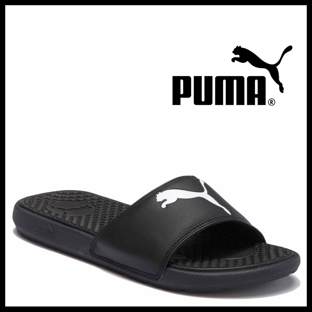 PUMA BLACK SLIP ON SPORT SLIDES ACTIVE SANDALS A3C - Picture 1 of 8